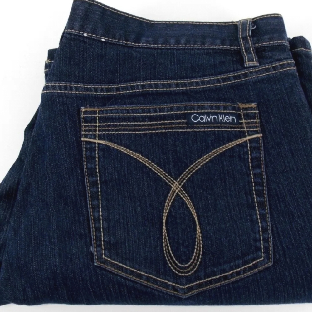 Calvin Klein Flare Jeans Women's Size 16 Dark Wash Stretched Cotton Blend